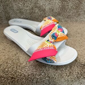 OKA b. White Sandals with Pink and Orange Accents